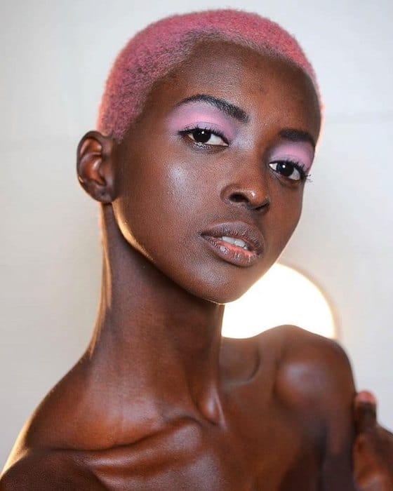 black girl pink haircut