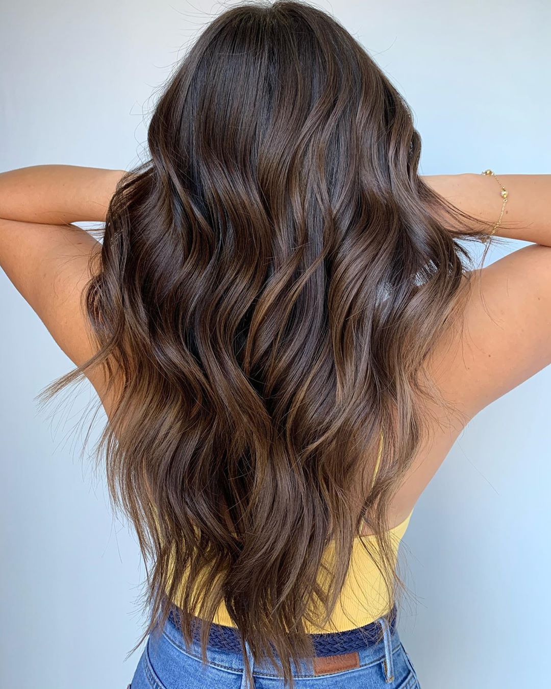 Brown hair with bronze highlights