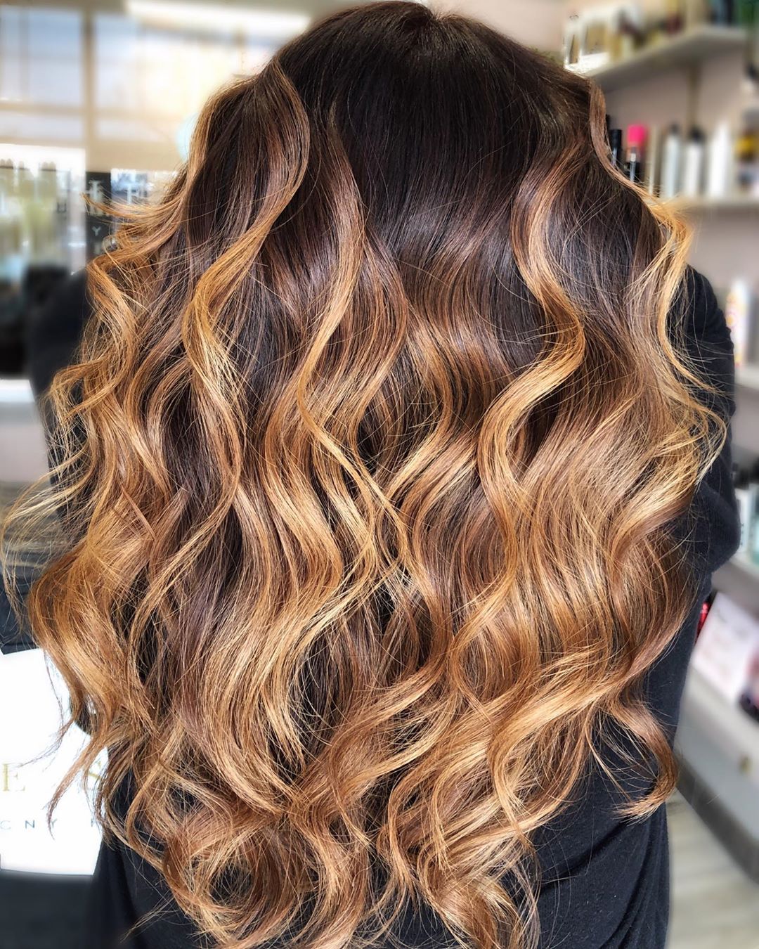 Brown to caramel blonde ombre