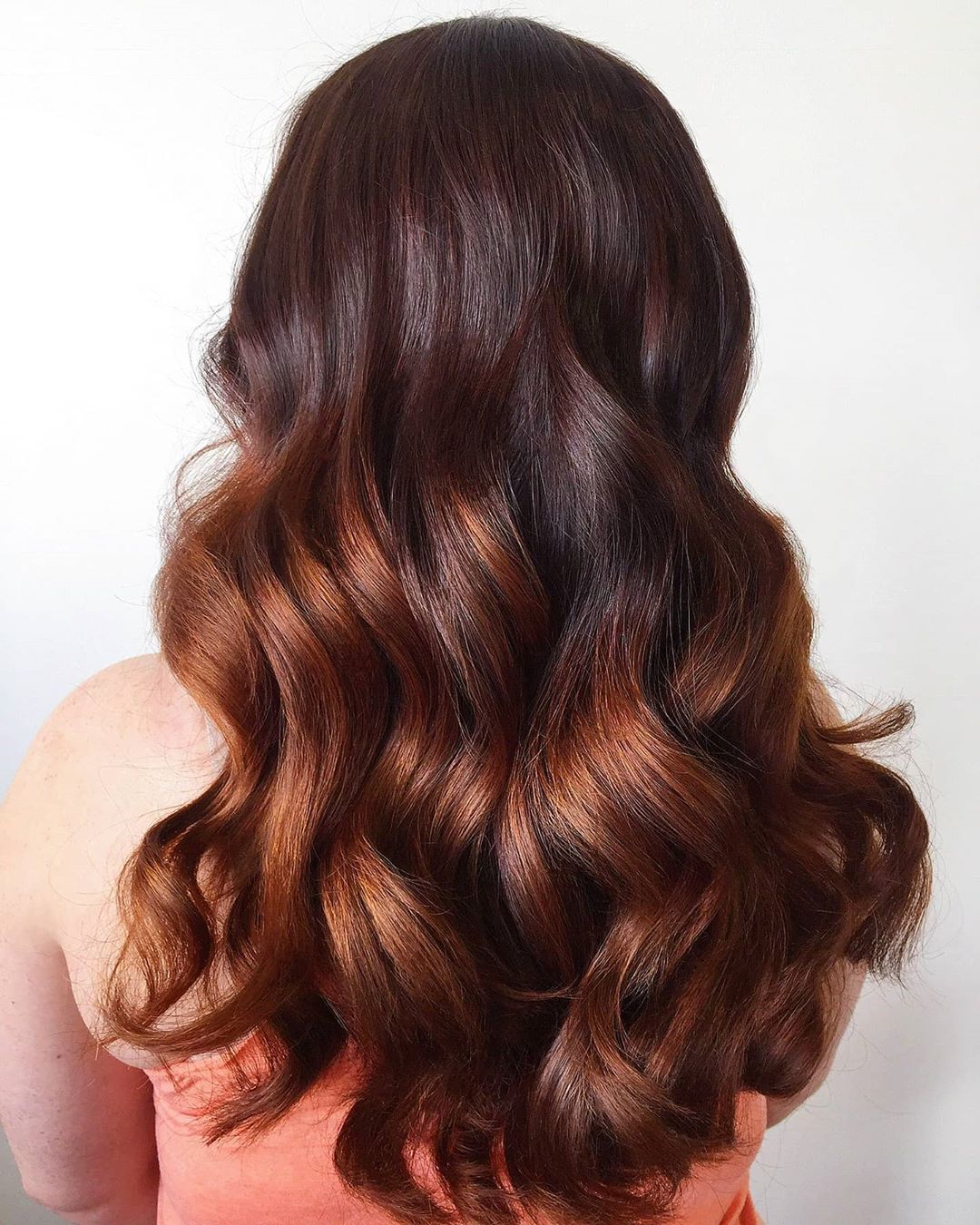 dark brown hair with caramel ombre