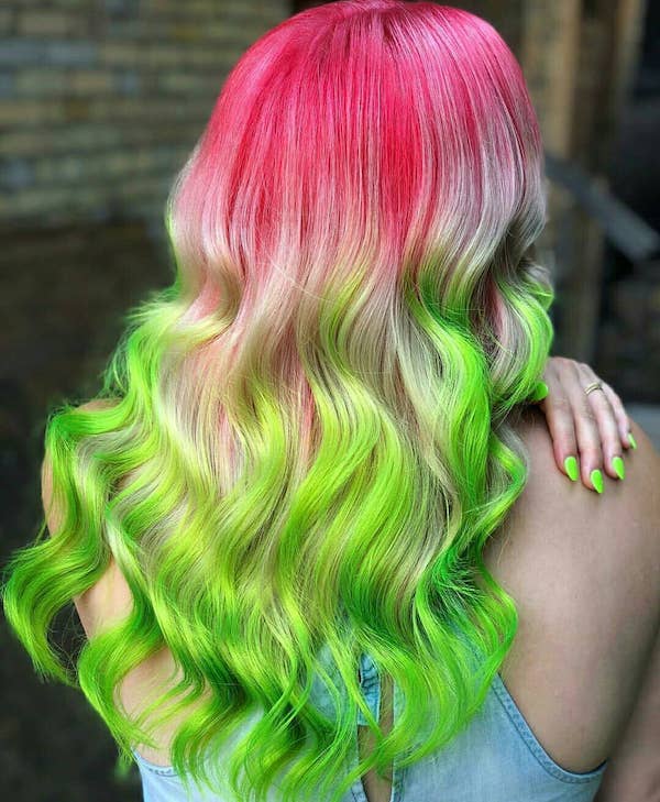 pink and green ombre hair