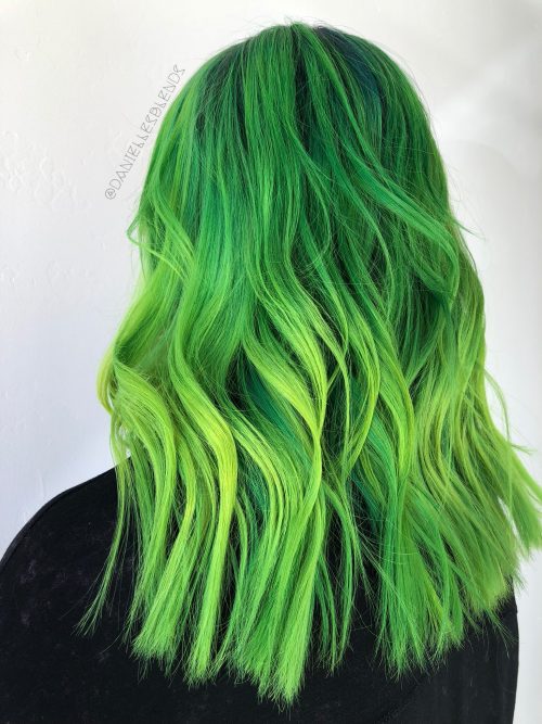 ♀ Astonishing Green Hair Color Examples - Beezzly