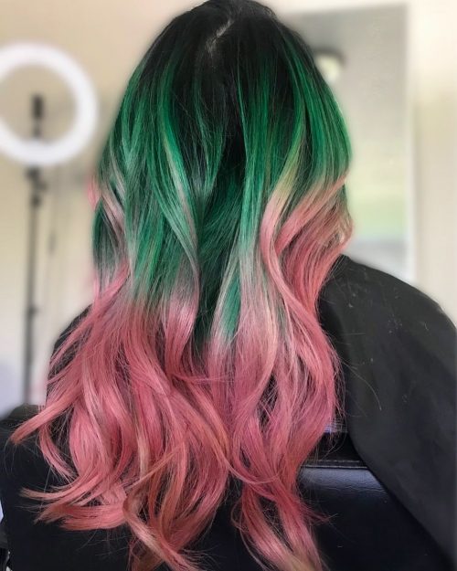 Pink Green Balayage