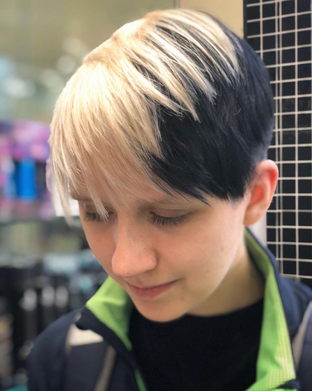 Half Black Half Blonde Pixie Hair Style