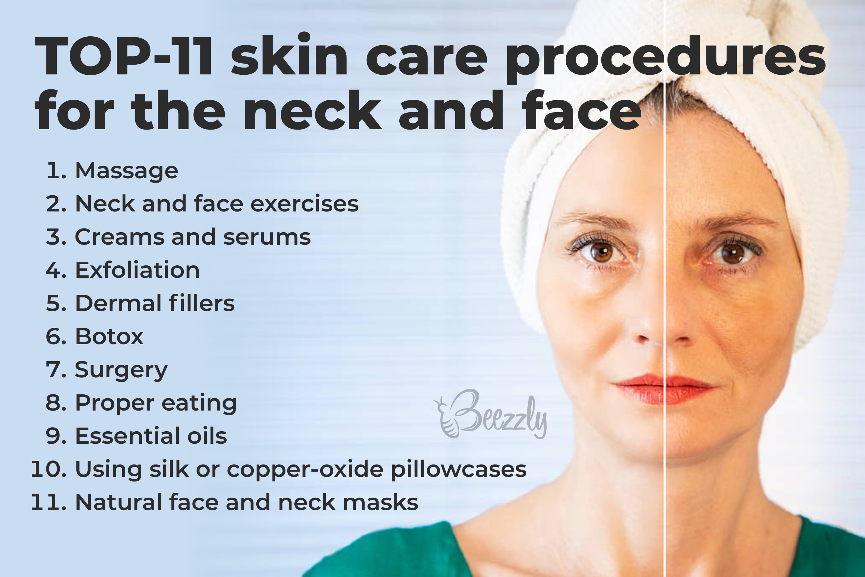 TOP 11 Skin care procedures for the neck and face