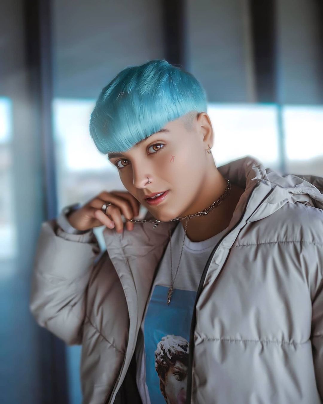 Icy Blue Bowl Cut