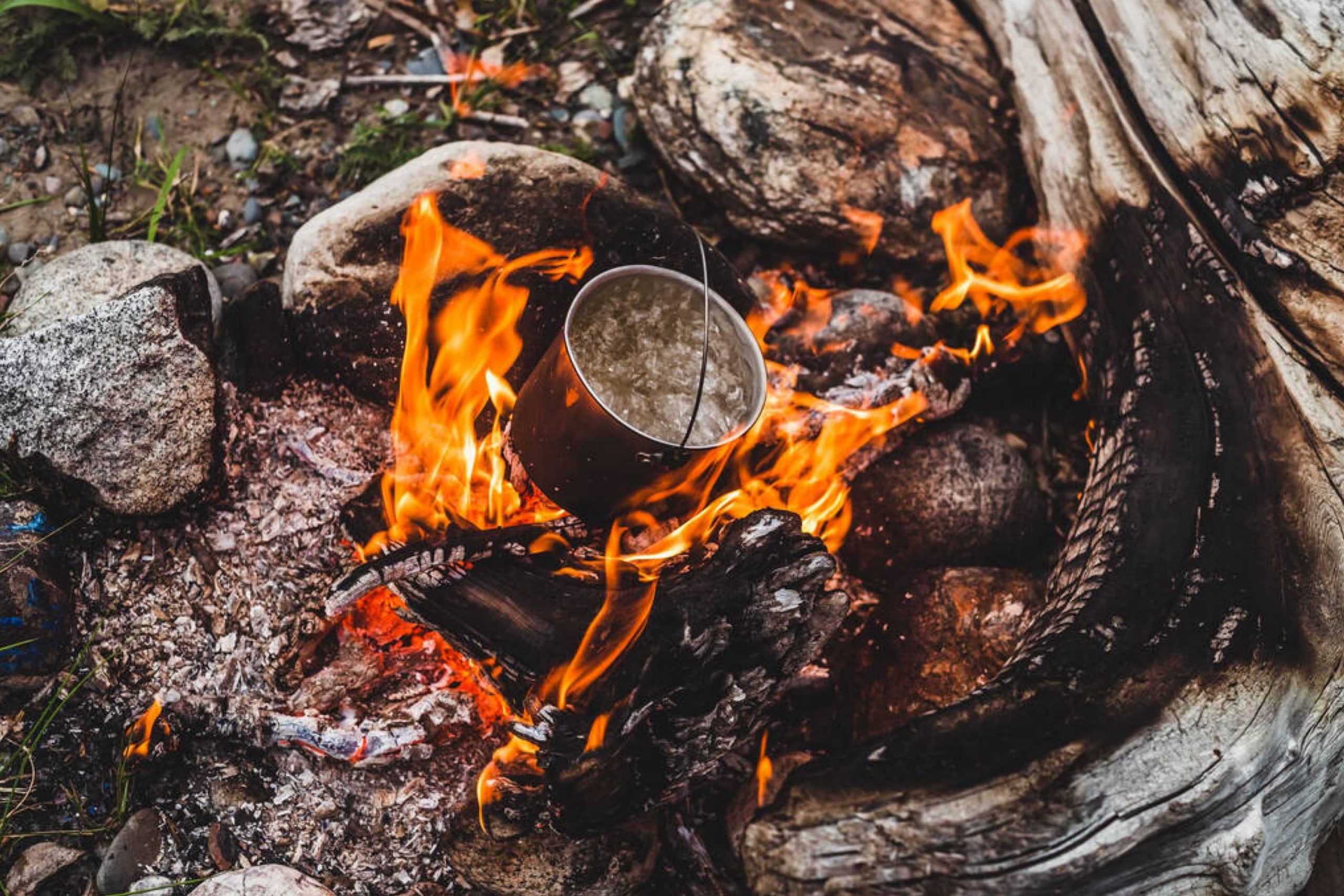 Use Kettle Over a Campfire to Heat Water When Camping