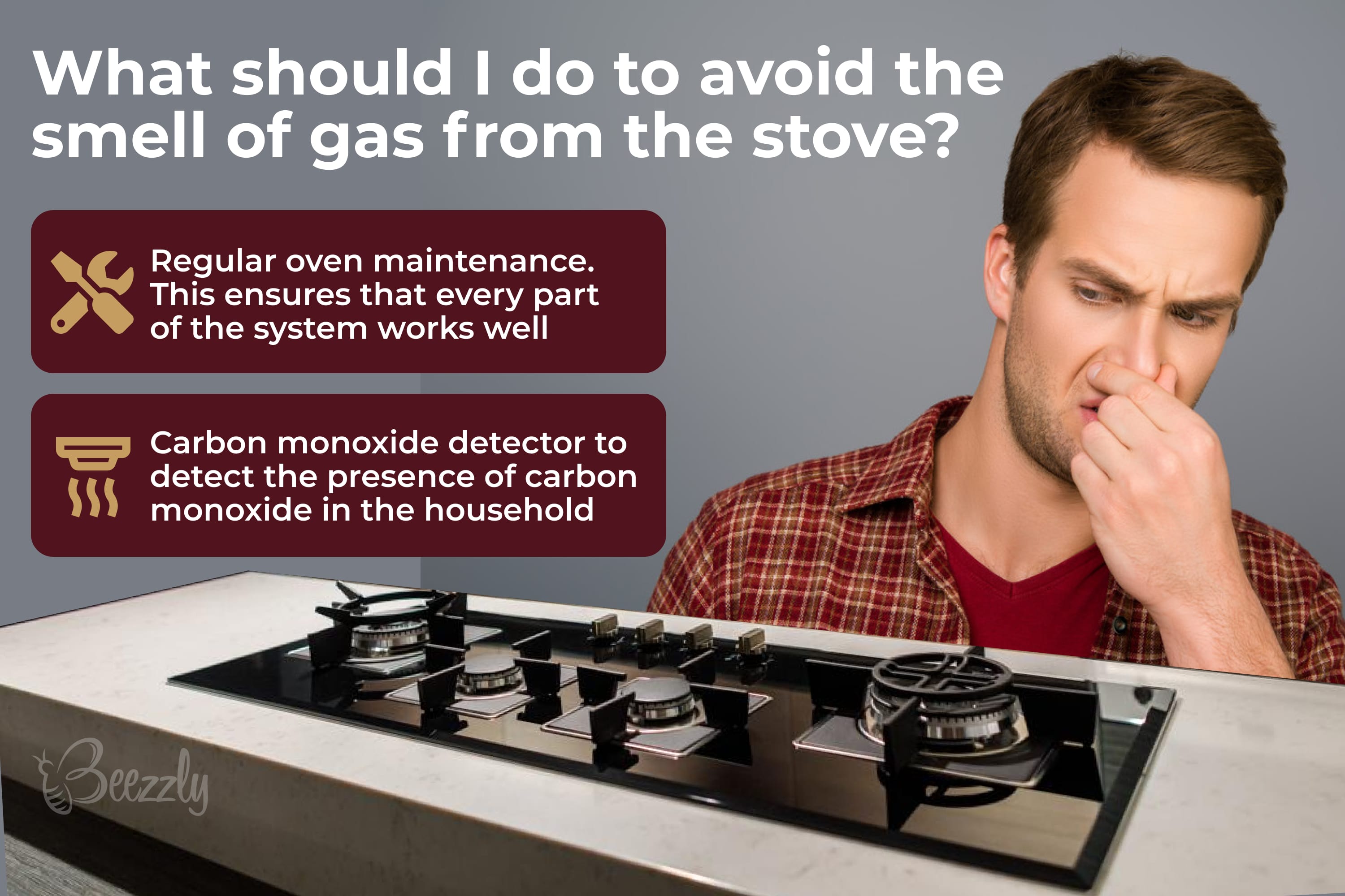 What should I do to avoid the smell of gas from the stove