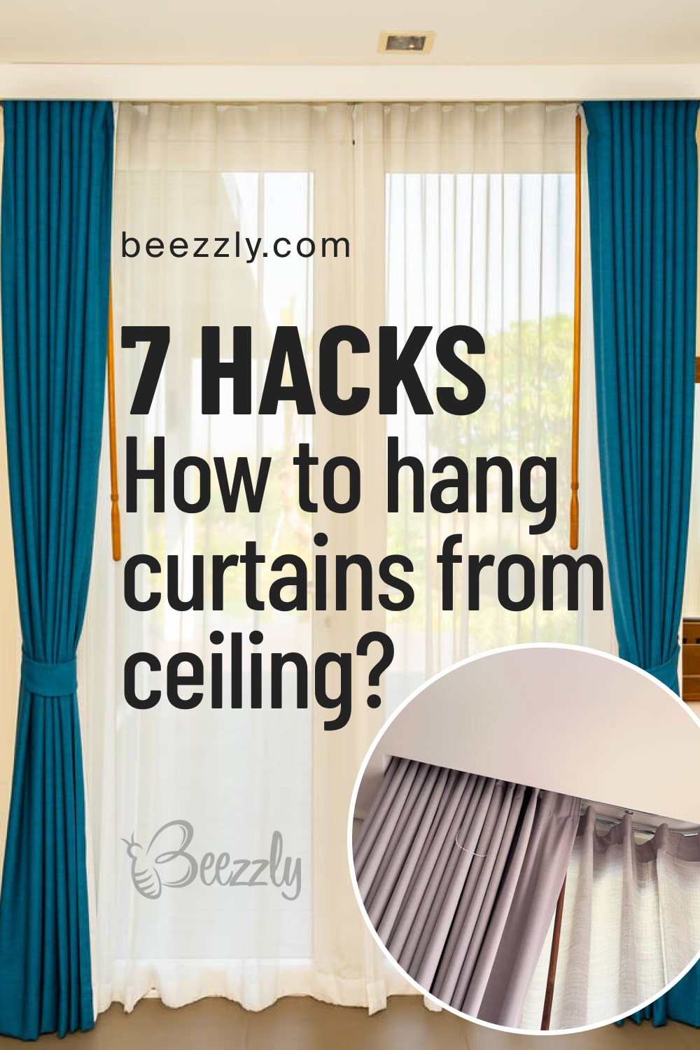 7 hacks. How to hang curtains from ceiling