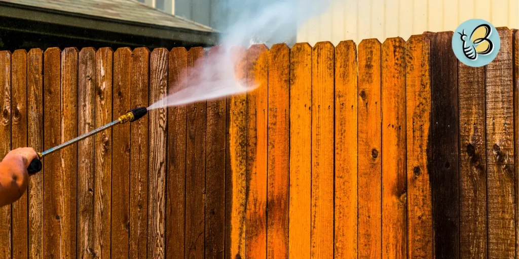 Carpet Cleaner on a Wood Fence